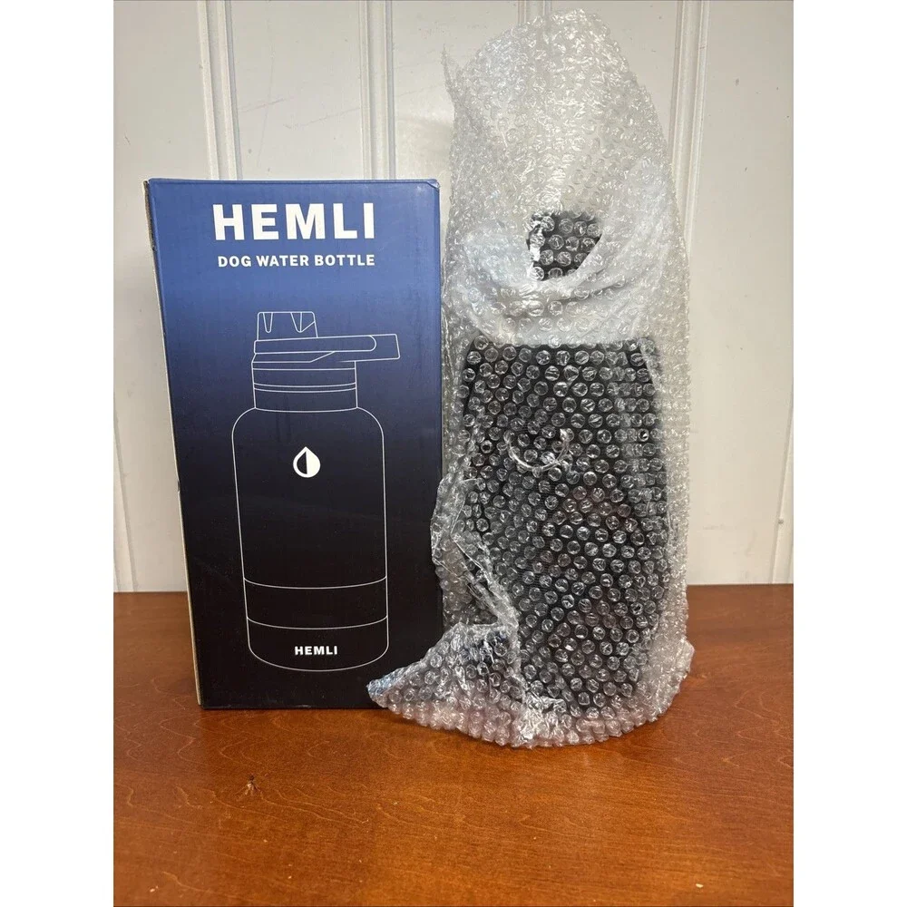 NEW HEMLI 32oz Dog Water Bottle Travel Kit Stainless Steel insulated Carry Case